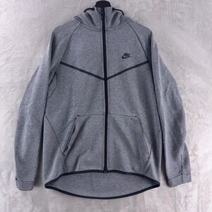 Nike Tech Fleece Hoodie Mens Medium Gray Full Zip Logo Athletic Performance